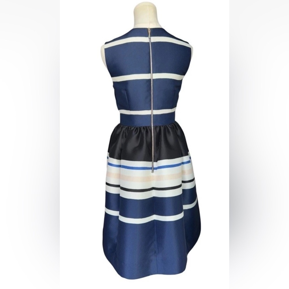 kate spade Navy, Black & White Striped Fit-and-Flare Dress - Picture 8 of 9